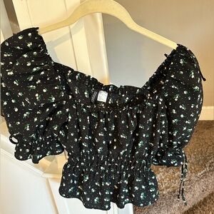 Size XS Bubble Sleeve Crop Blouse from H&M